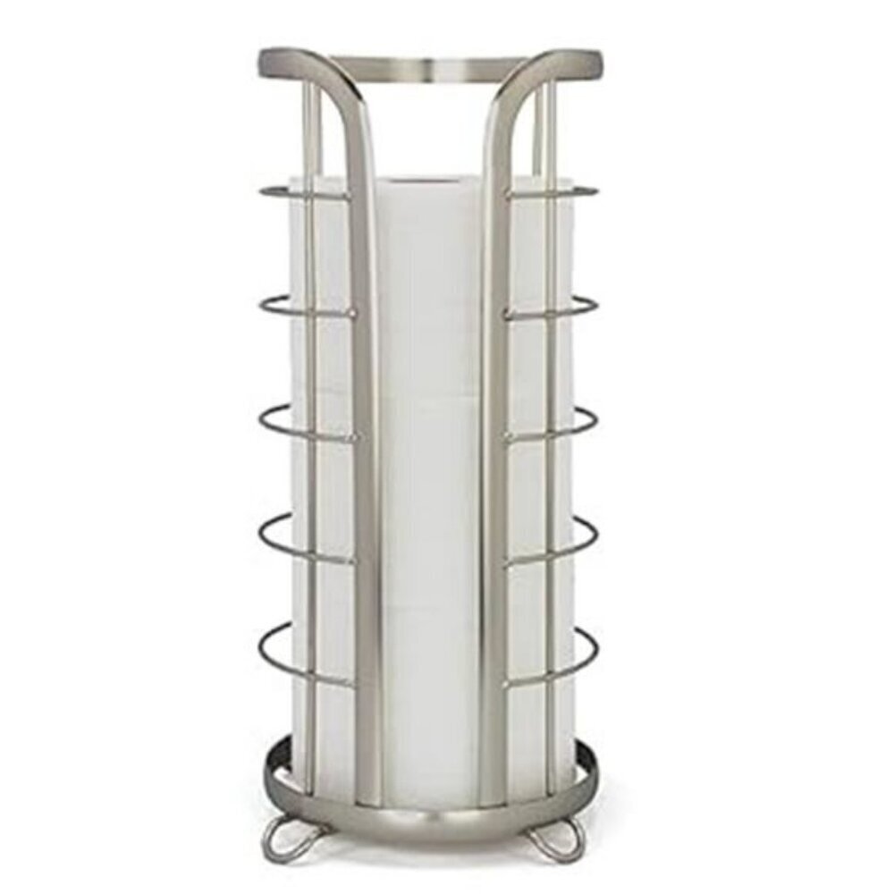 Nickel Toilet Paper Holder Freestanding Bathroom Tissue Organizer Minimalistic